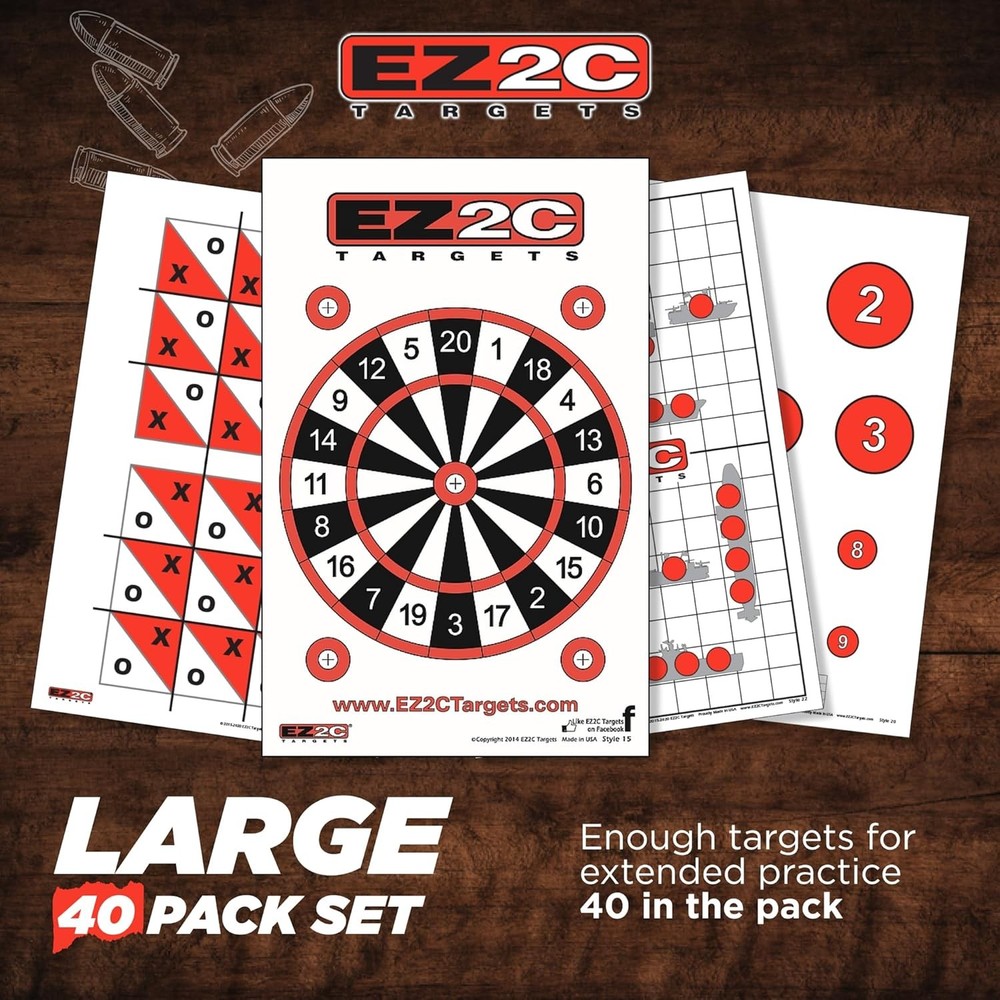 EZ2C Four Various Style Target Papers for Gun Shooting Range, Red