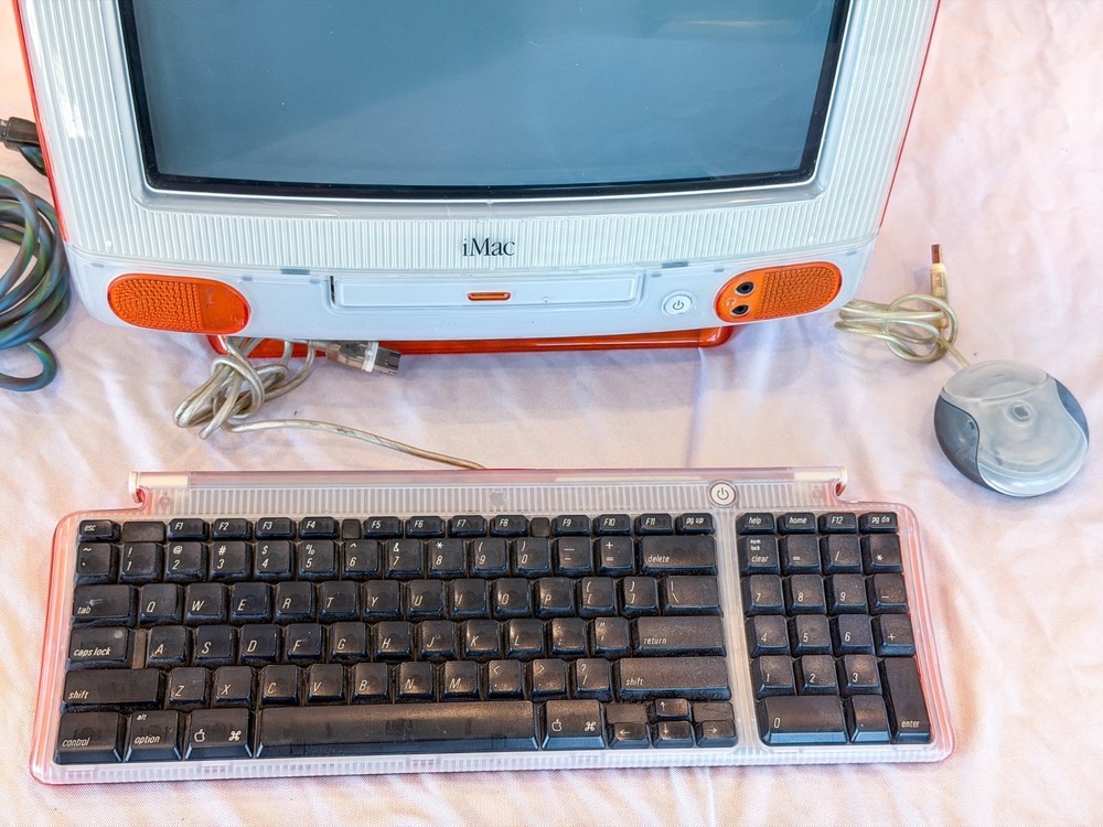 Apple iMac G3 Tangerine WORKING with Keyboard, Mouse, Apps, Game, Good condition