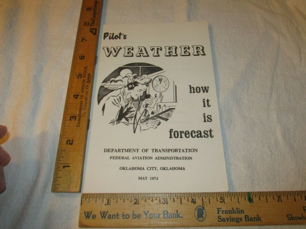 1974 Pilot Training Book Plane Weather how its forecast  Manual