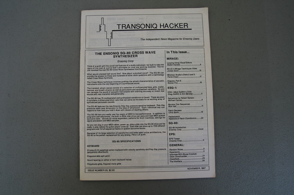 Ensoniq Mirage TRANSONIQ HACKER MAGAZINE ISSUE #29