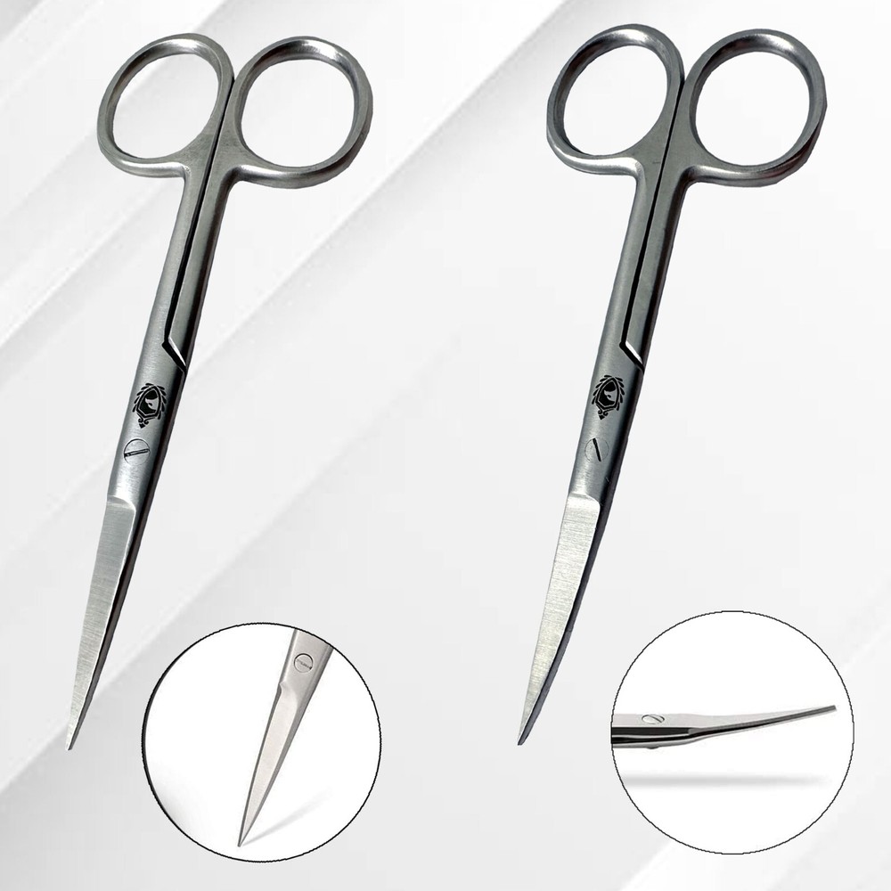 2 MULTIPURPOSE GROOMING SCISSORS FOR EYEBROWS NAILS HAIR BEARD CUTICLES THREAD