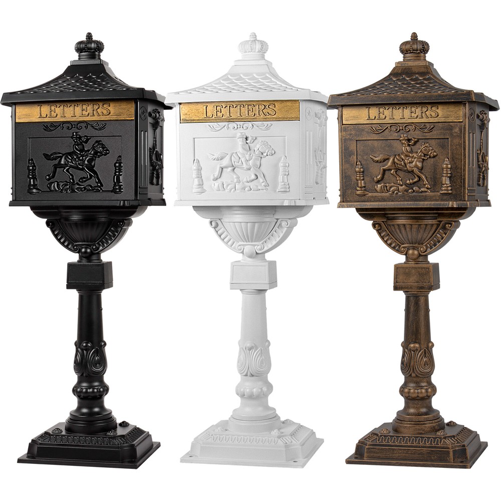 Mail Box Heavy Duty Mailbox Postal Box Security Cast Aluminum Vertical Pedestal