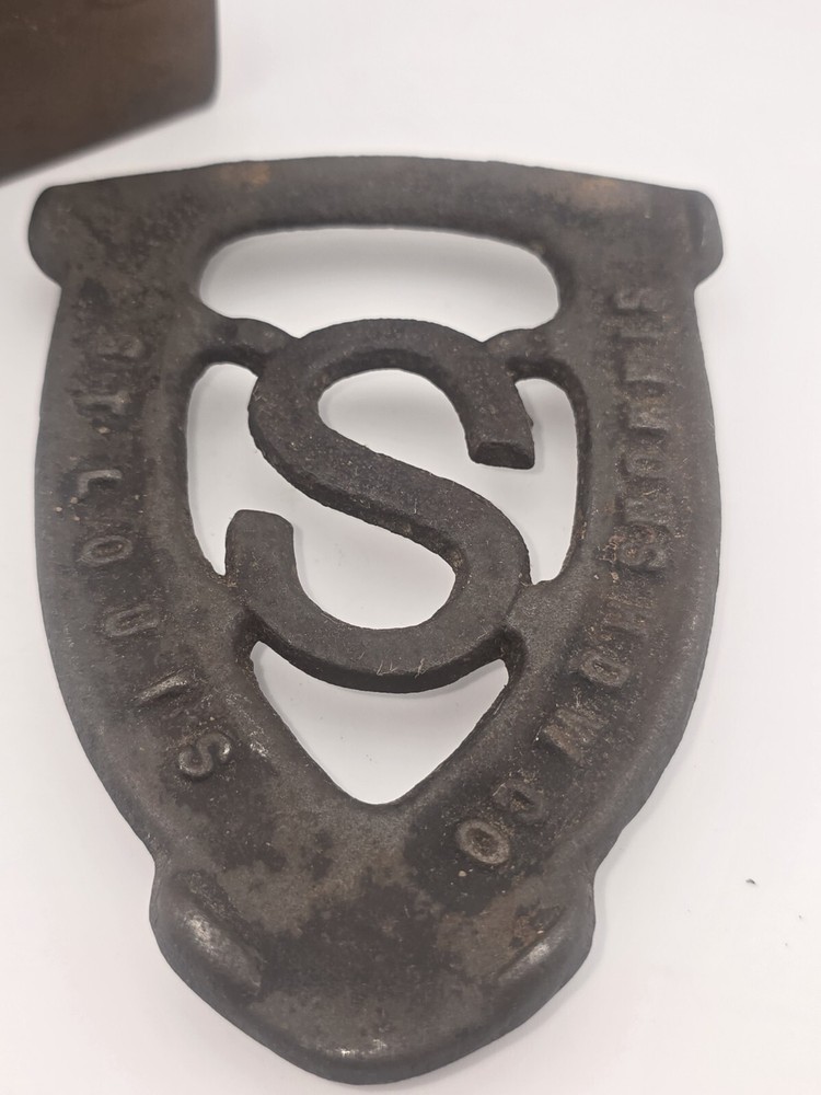 Antique Sad Cast Iron Door Stop St Louis Handle
