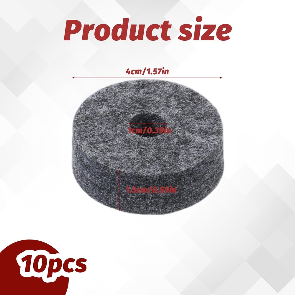 Soft Cymbal Stand Felt Washer 10 Pcs Round Replacement for...