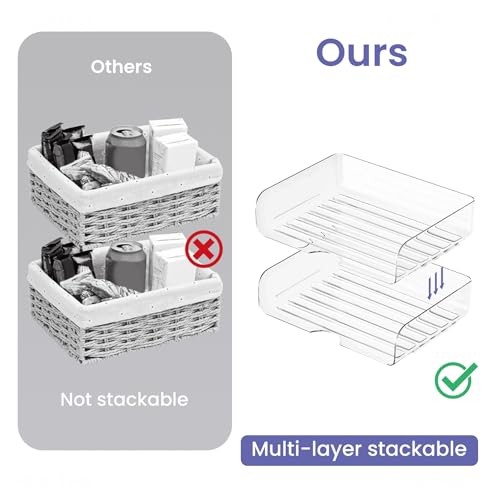 Desk Letter Tray Set, A4 Size Clear PET Stackable 2x Landscape Transparent