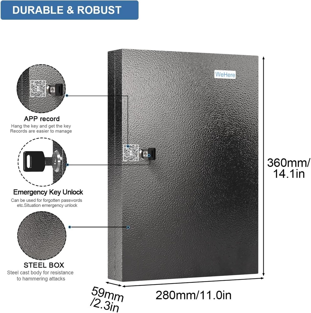 WeHere - 32 Keys Smart Key Lock Box One Time Password Key box - Bluetooth App