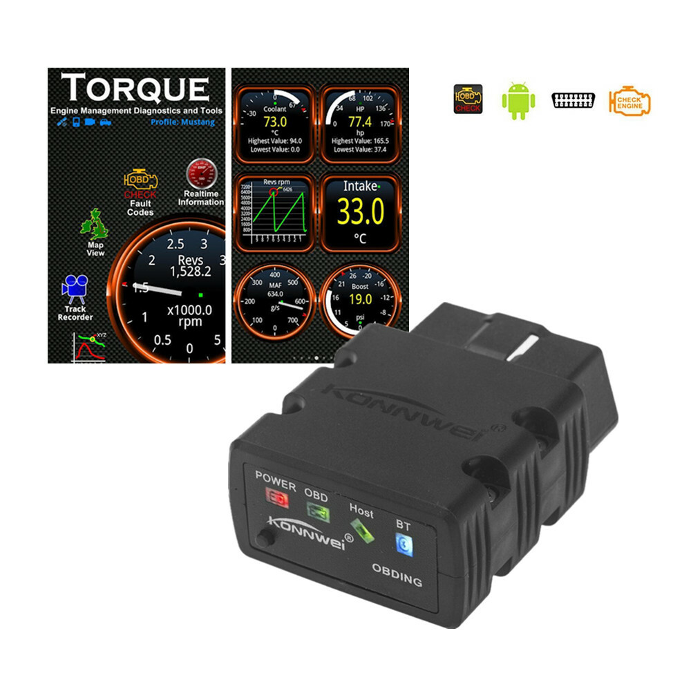 Bluetooth OBD2 OBDII Automotive Scanner For Android Torque Car Fault Code Reader