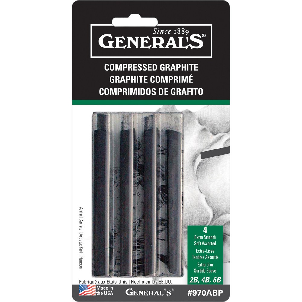 General's Compressed Graphite Sticks 4/Pkg-Black - 2B, 4B & 6B