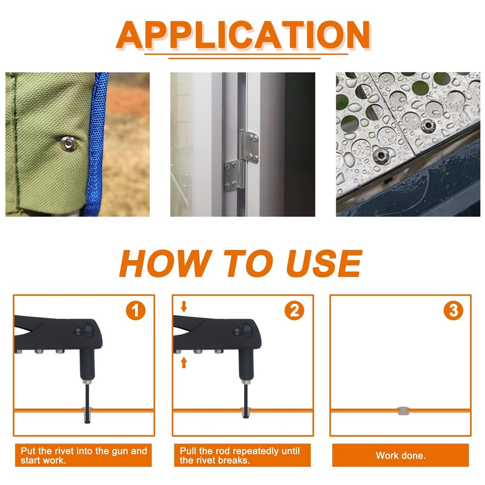 385pcs 8 Sizes Aluminum Blind Rivets, Pop Rivets Assortment Kit (Silver)