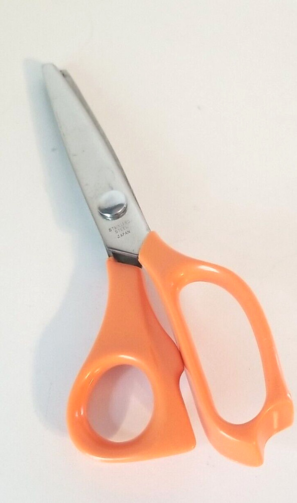 Pinking Crafting Scissors 8" Zig Zag Pattern Orange Handle Stainless