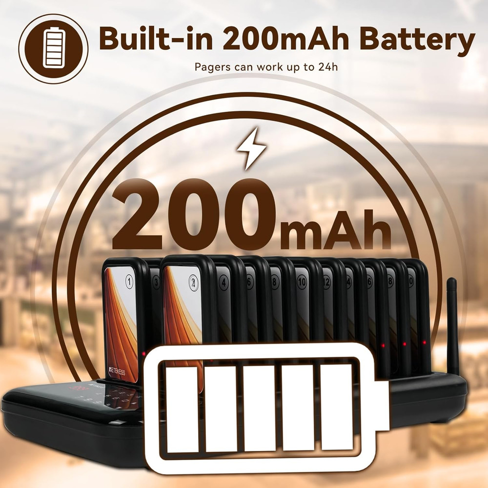 TD173 Restaurant Pager System Bundle with TD157S Vibrating Paging System, 84Ft