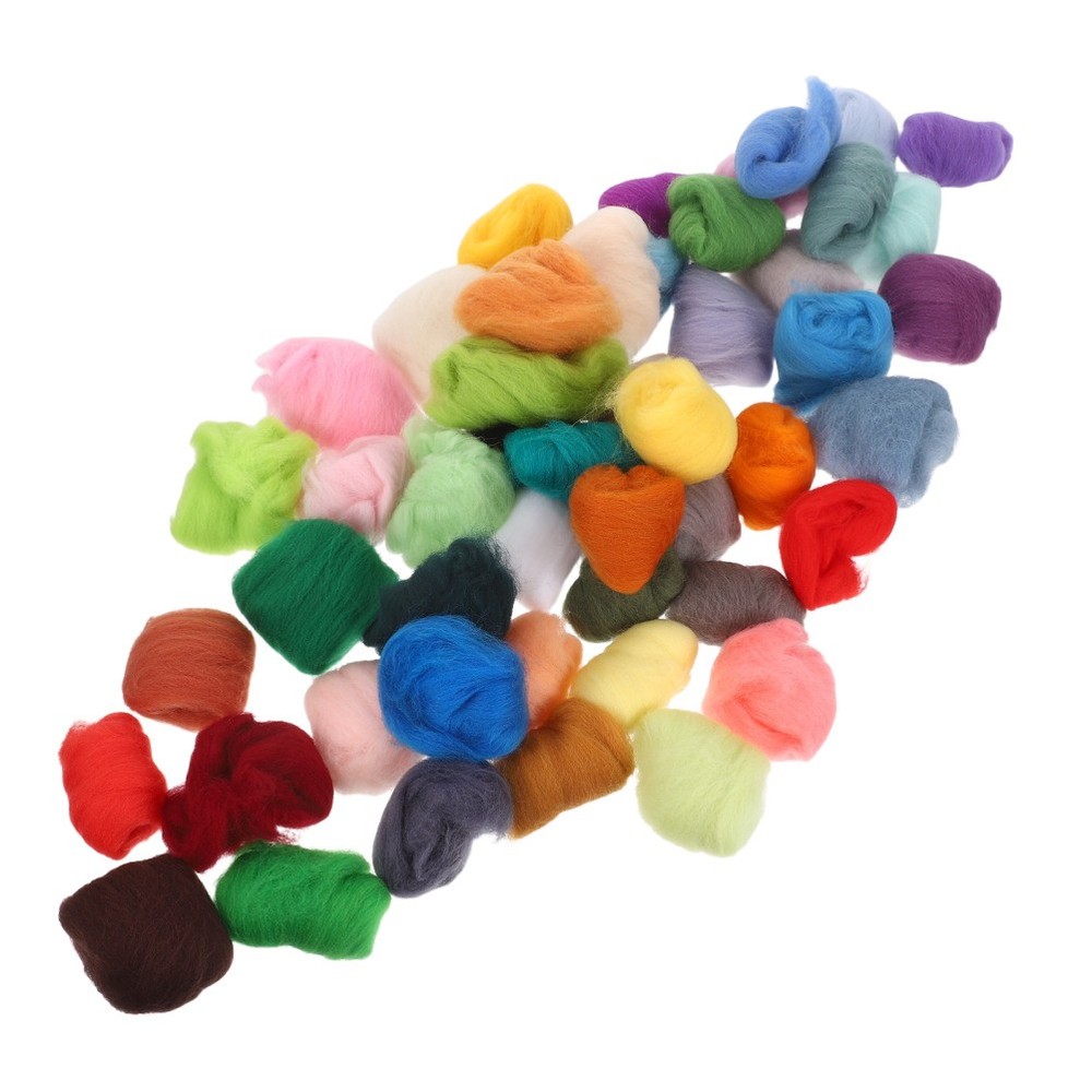 50 Pcs Needle Felt Wool Strips Felting Roving for Weaving Projects