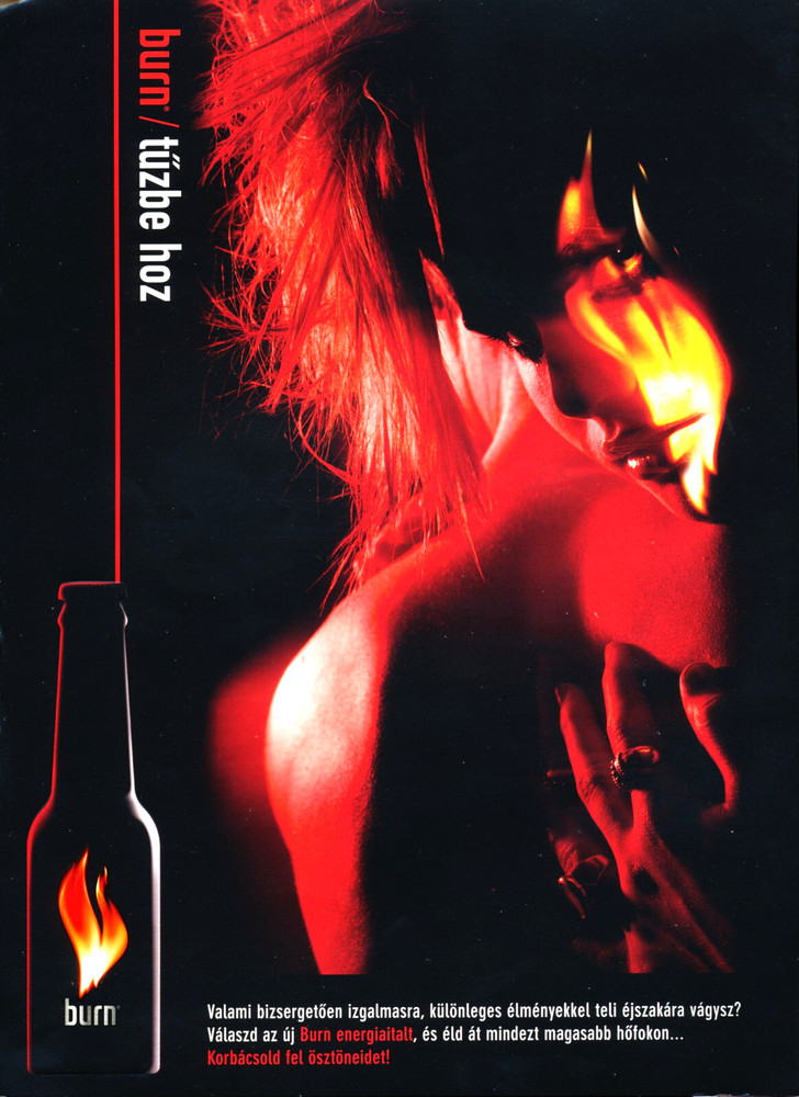 ENERGY DRINKS magazine AD #5 RARE OOP 2003 BURN FOREIGN 2  SIDED