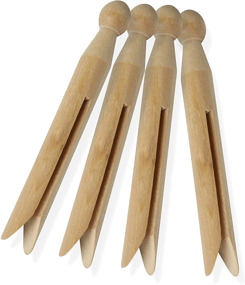 round Wooden Clothespins, 100 Pack