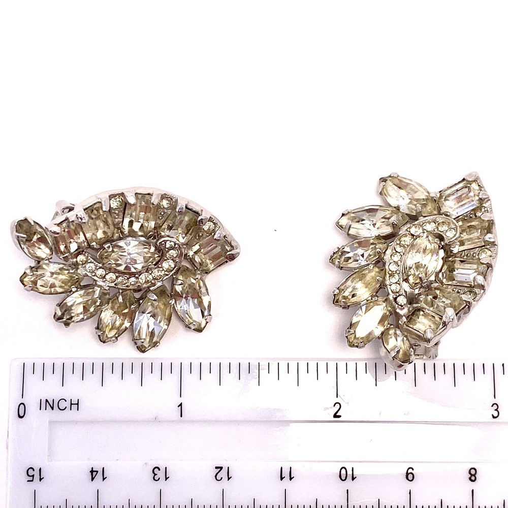 Vtg Eisenberg Rhinestone Cluster Clip Earrings