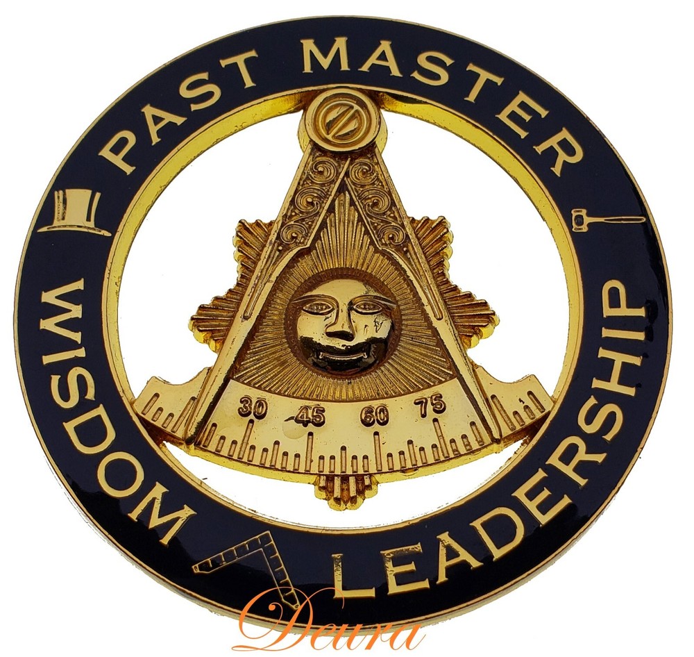 Masonic Past Master Wisdom Leadership Black Gold Car Emblem