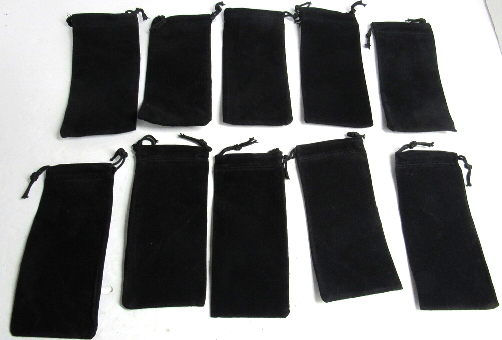 10 BLACK VELOUR DRAW STRING POUCHES 2" X 4 1/4"