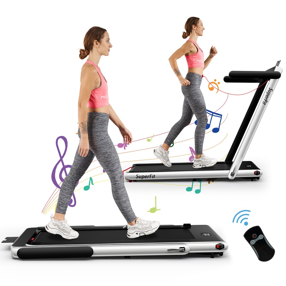 SuperFit 2.25HP 2 in 1 Folding Treadmill W/ Speaker Remote Control APP