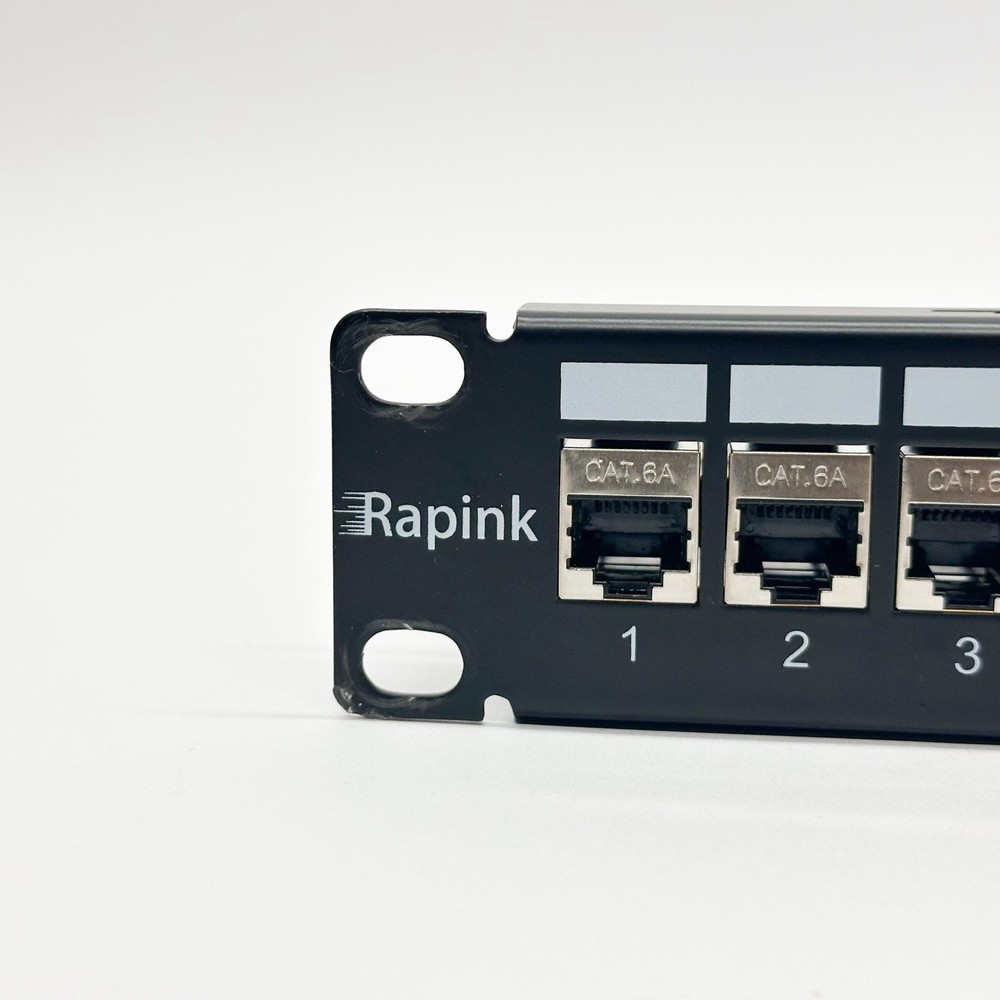 iwillink 10Gbps Cat6A Patch Panel 12 Port, Keystone Patch Panel with Back Bar