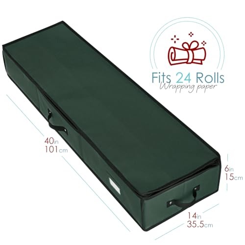 Wrapping Paper Storage Container - Christmas Storage Bag with Medium Green