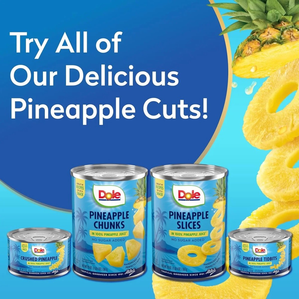 Pineapple Slices in Juice Dole Canned