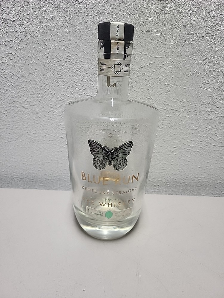 Blue Run Bourbon RYE Emerald Bottle - Empty Unrinsed - 750 ml