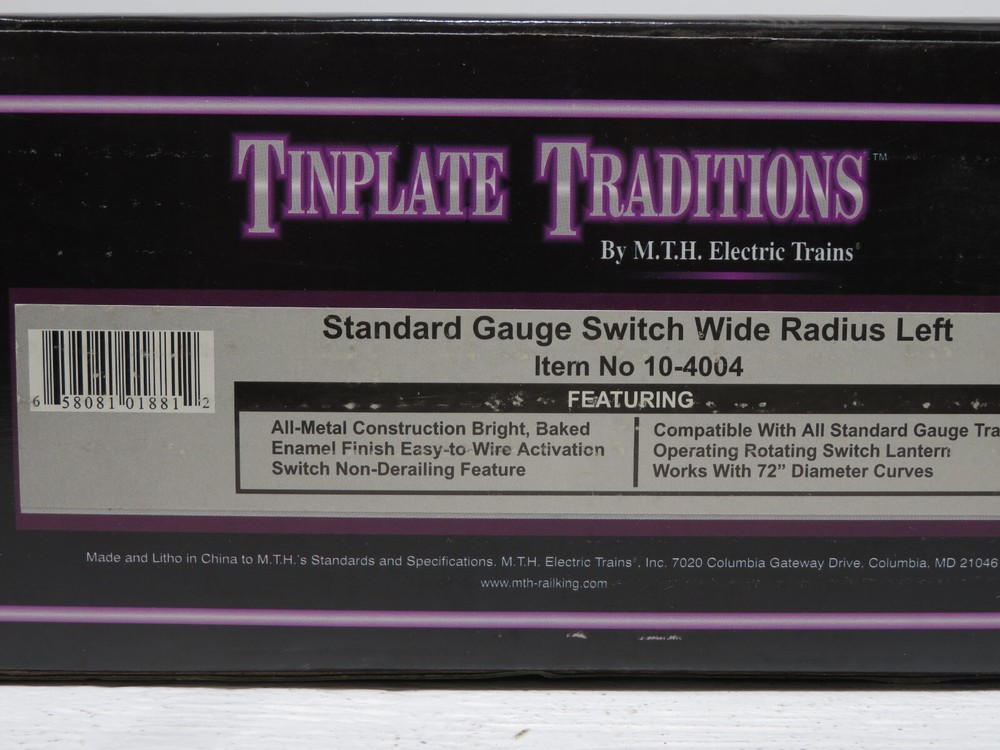 MTH 10-4004 Std. Gauge Switch Wide Radius Left LN
