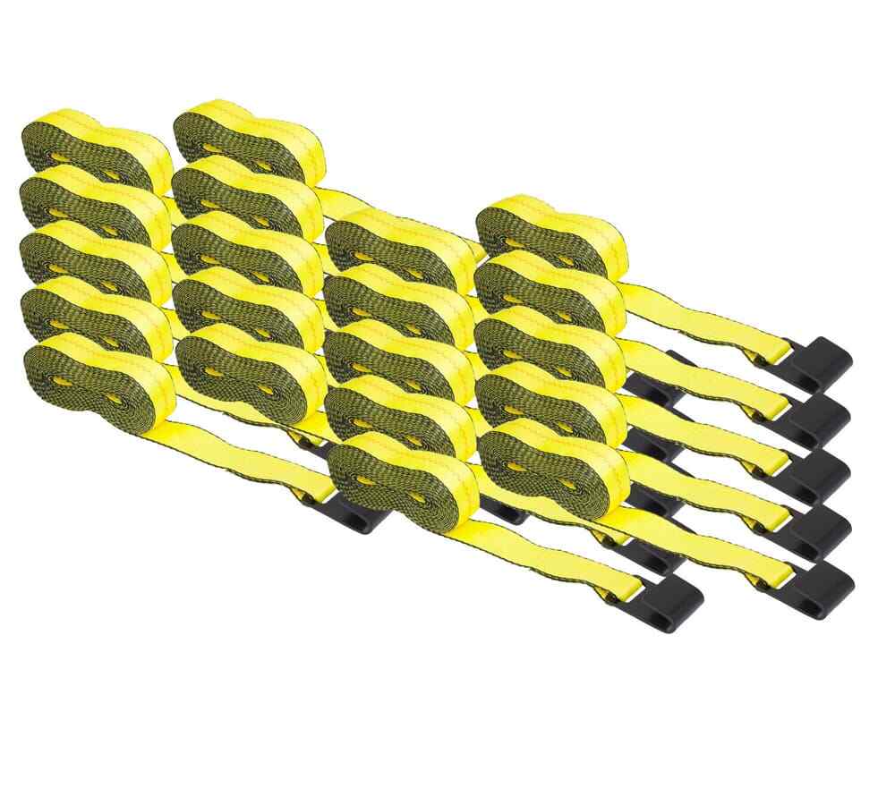 (20 Pack) 2"X30' Winch Straps w/flat hook, WLL 3335 Flatbed Tie Down Strap