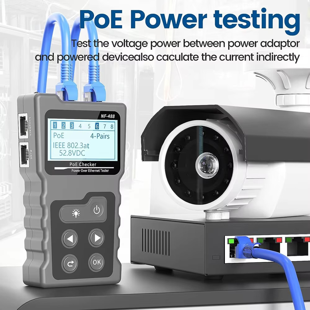 NF488 PoE Tester Network Cable Tester Power Over Ethernet Voltage Current Tester