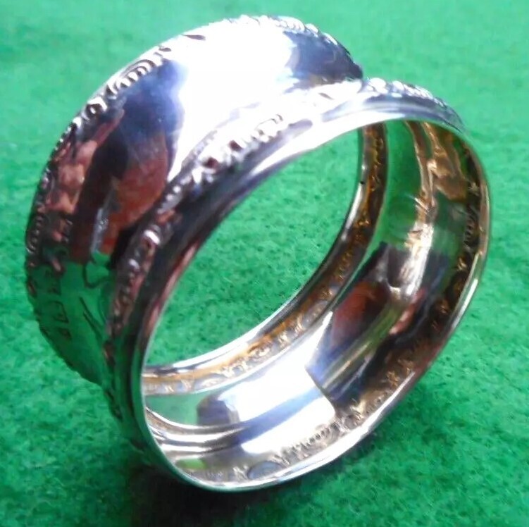 Swedish 830 Silver Napkin Ring "MS" "OS" initials engraving, dated 1900