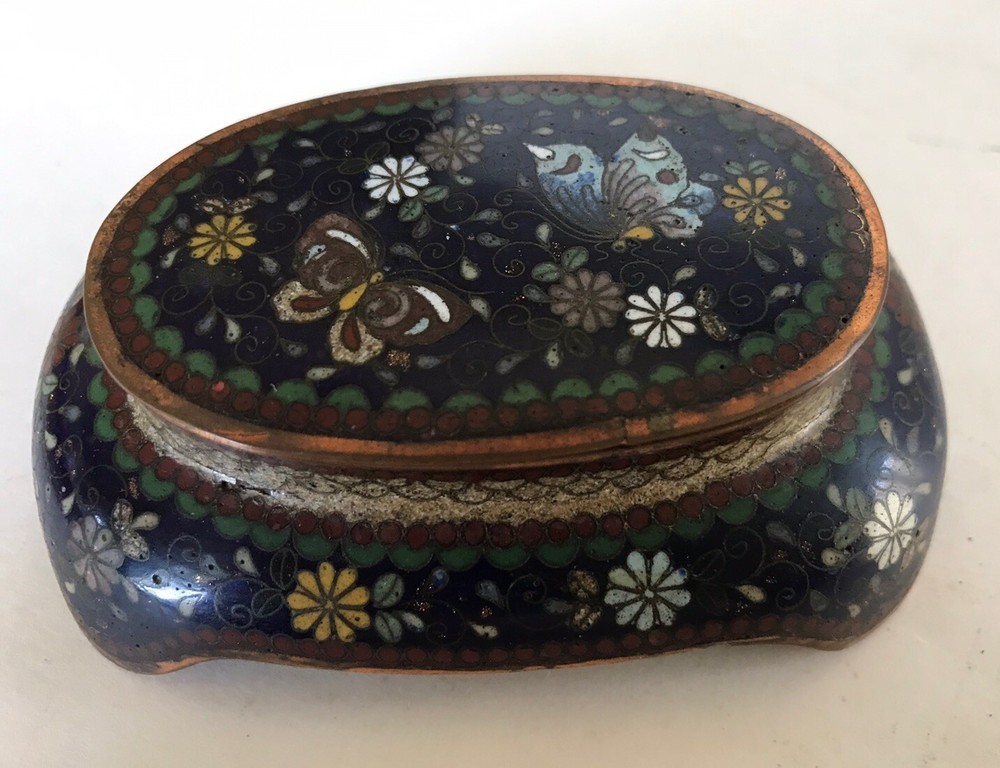 Fine Vintage Japanese Cloisonné Covered Box  , With Striker