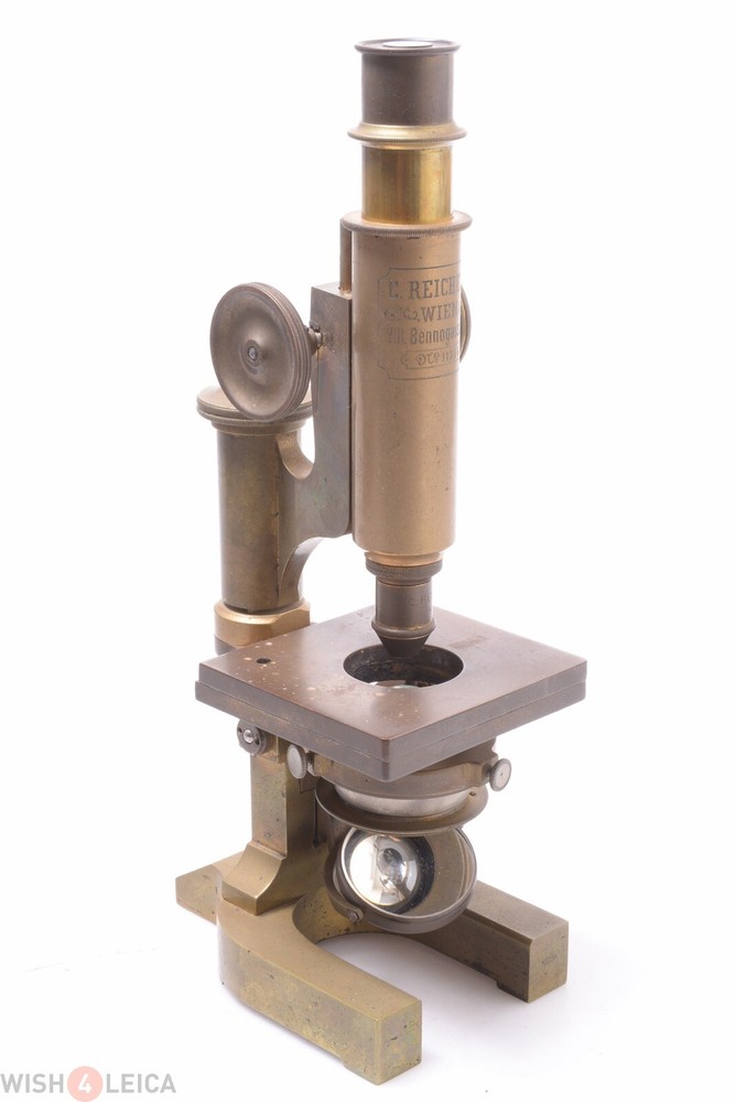 ✅ REICHERT ANTIQUE BRASS MICROSCOPE COMPOUND C.1900 W/ CASE