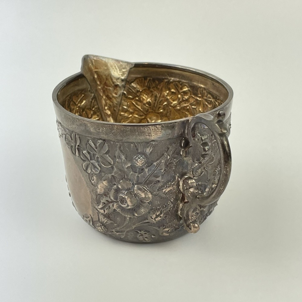 Antique Solid Silver Rose Clover Thistle Jug & Bowl Goldsmiths & Silversmiths