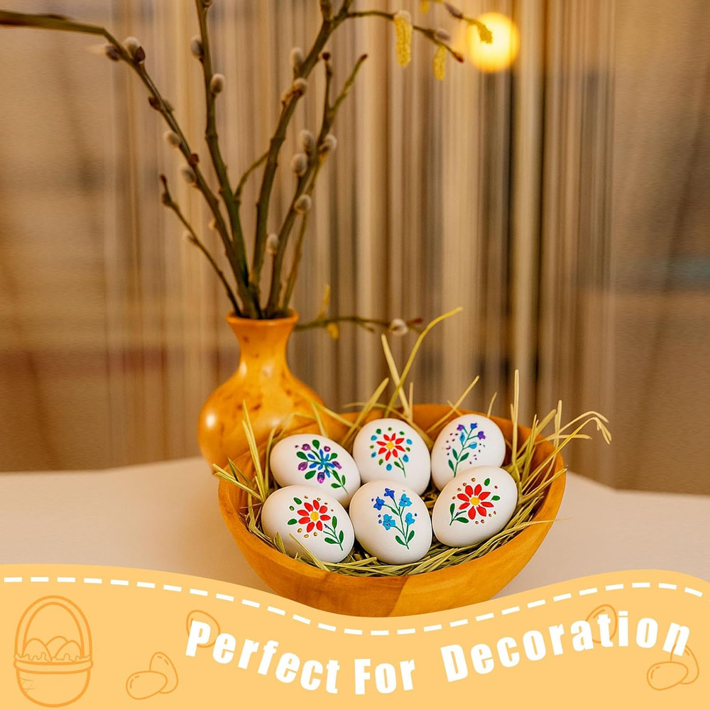 Wooden Fake Eggs for Nesting Boxes, 9 PCS White Easter Eggs for Craft Pretend Pl