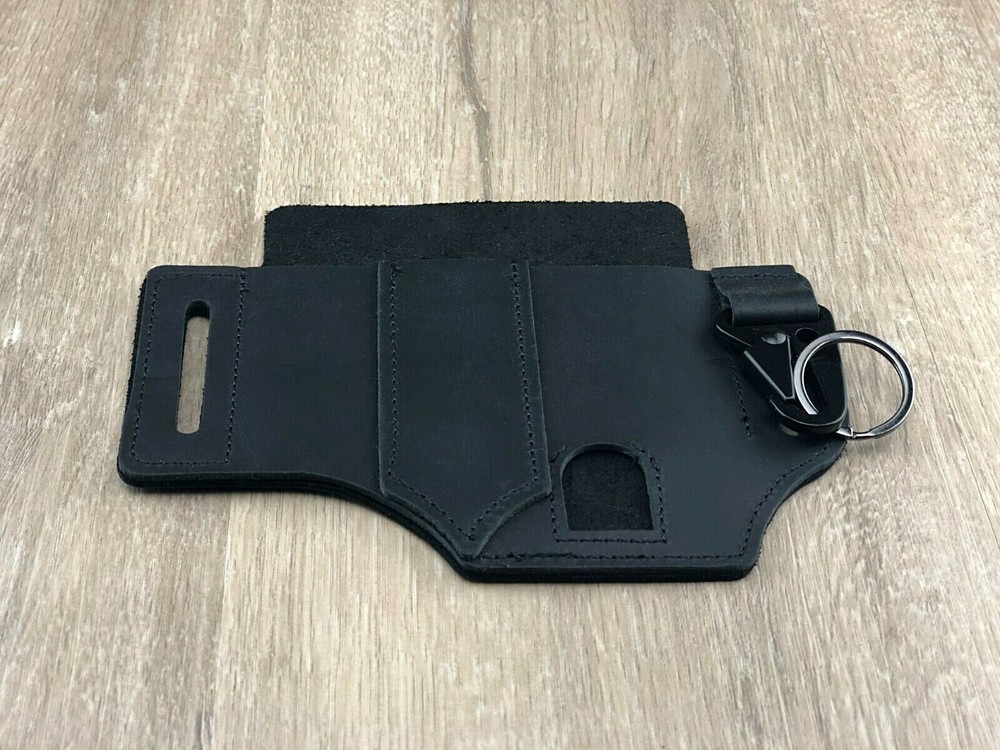 EDC Leather Sheath Knife Belt Sheath Flashlight Tools Holster Handmade Organizer