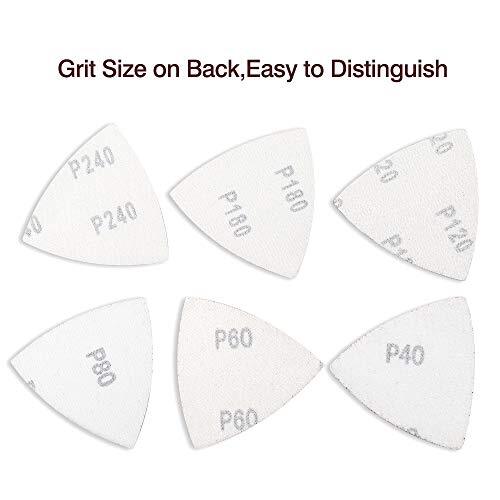 100 Pcs Triangle Hook & Loop Sandpaper Fit 3-1/2 Inch Oscillation Multi Tool