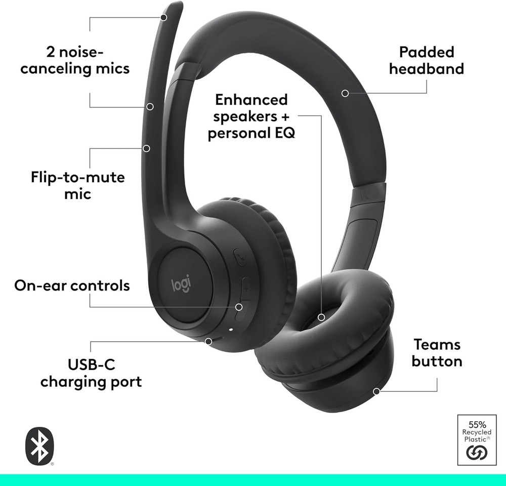 Logitech Zone 305 Business Wireless Bluetooth Headset for Microsoft Teams PC MAC
