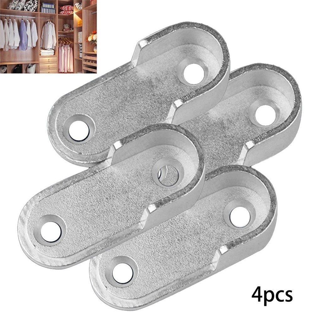 4 X Rail Hanger Standard Tube Support Wardrobe Rod Socket Fitting Round Bracket