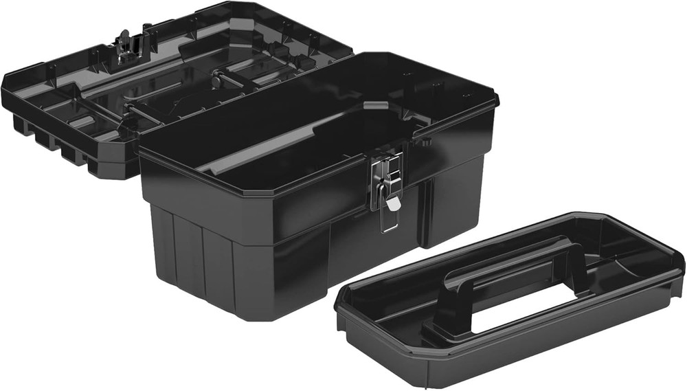 Portable 14" Toolbox for Hobby/Craft Storage, Black