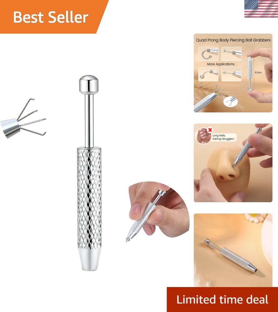 Extended  Piercing Tool - Stainless Steel Jewelry Applicator for Body Art