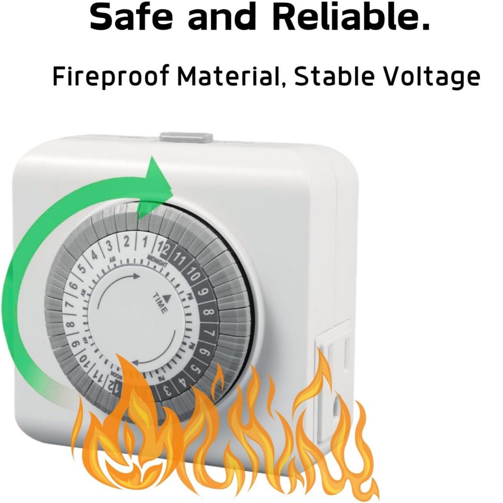 2 Pack 110-125V 3-Pin Outlet Timer For Lamp Control 24-Hour Programmable Switch