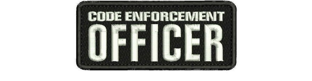 CODE E OFFICER  Embroidery Patch 2X5  HOOK ON BACK BLK/WHITE