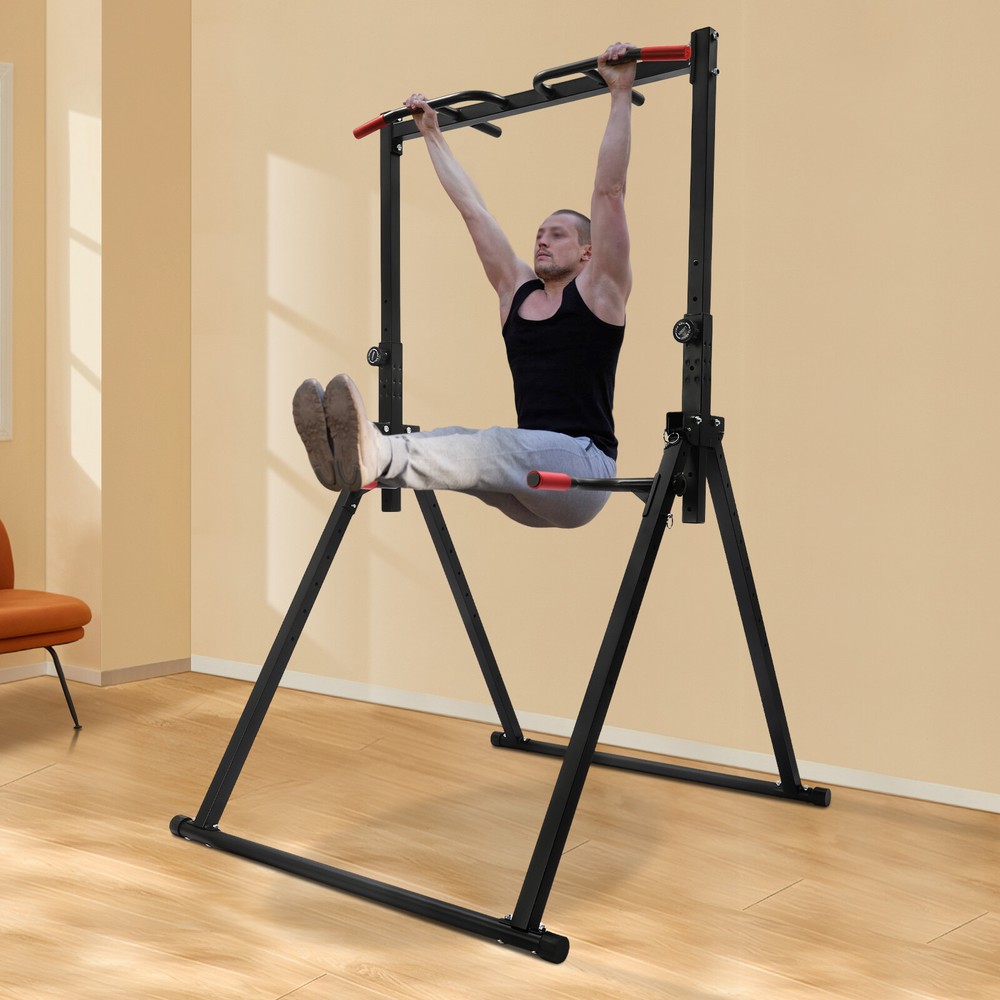 Adjustable Power Tower Dip Station Pull Up Bar, Multifunction Triangular Struct