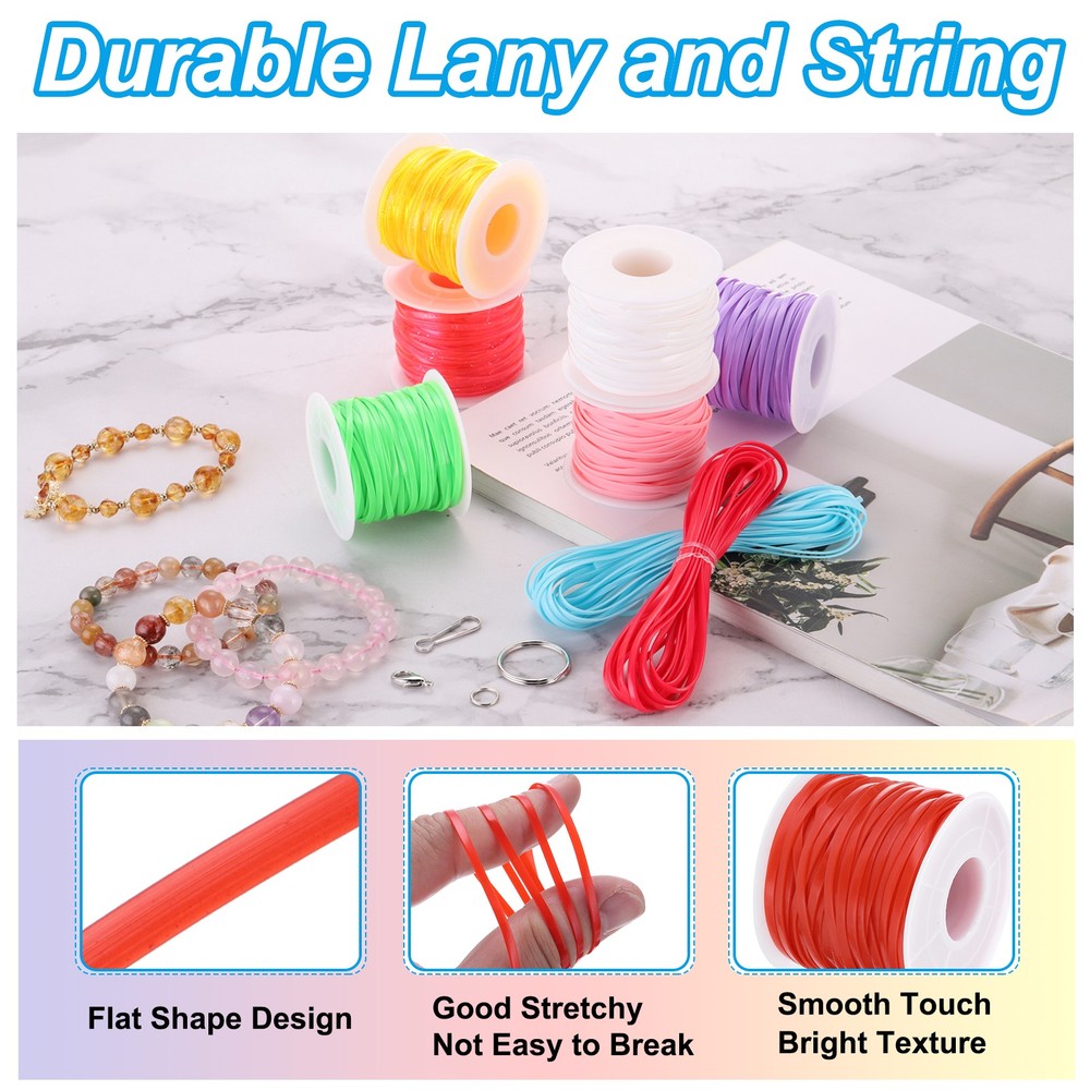 Lanyard String Kit, Lacing Cord with Accessories, Black
