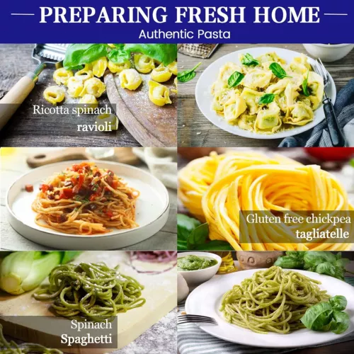 Manual Pasta Maker Machine Pasta Roller and Cutter Adjustable Thickness Settings