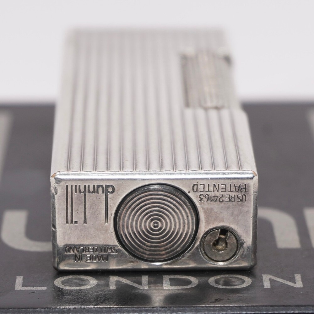 Dunhill Lighter Silver Stripe Pattern-Ultrasonically cleaned_Working