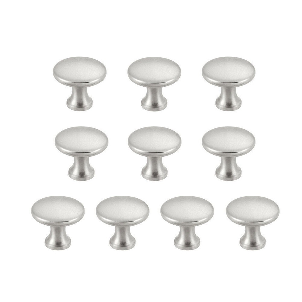 10Pcs Satin Nickel Round Mushroom Kitchen Cabinet Knobs Cupboard Handle Pulls
