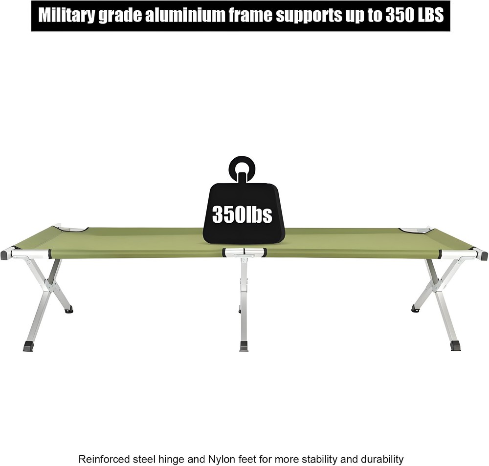 Portable Folding Camping Cot with Carrying Bag Army (Green)