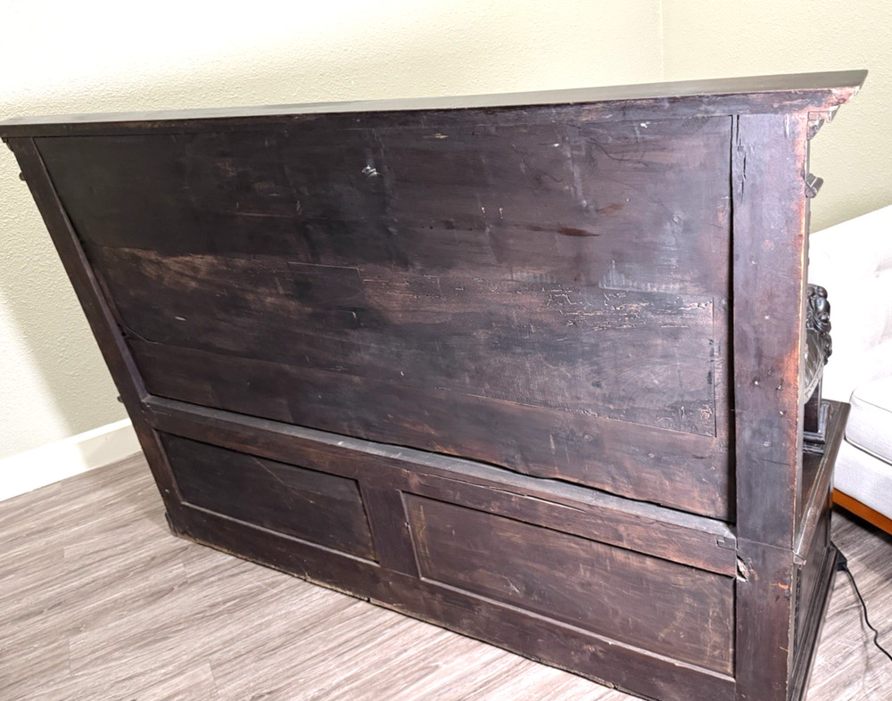 French Antique Renaissance Carved Walnut Bench w/ Storage