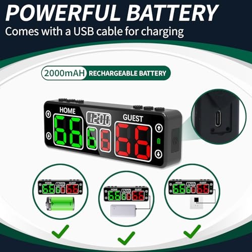 Upgraded Digital Scoreboard with Timer, Mini Magnetic Electronic black
